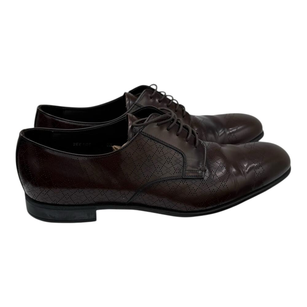 PRADA Men's Brown Leather Lace Up Oxford Dress Shoe 8.5 UK / 9.5 US EE w/box - Picture 4 of 15